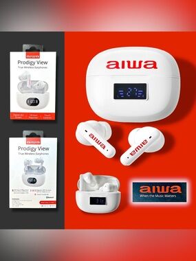 Aiwa AI1008-WHT Prodigy View True Wireless Earbuds in White